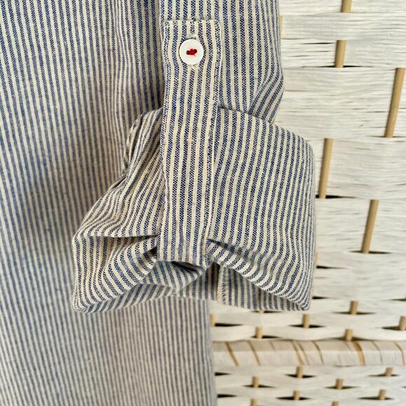 Umgee Button Down Tunic Womens Size L Striped Lace Trimmed Relaxed Casual - Picture 6 of 8